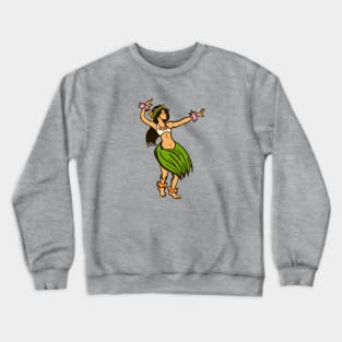 Retro Hawaiian Hula Dancer Cartoon Crewneck Sweatshirt